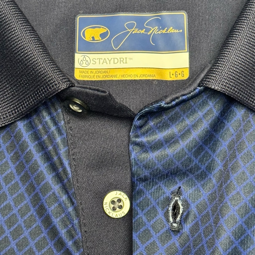Jack Nicklaus StayDri Blue Gradient Geometric Golf Polo Shirt - Size Large - EUC - Picture 2 of 6